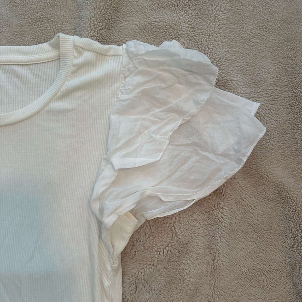 Gap Mini Rib Ruffle Sleeve Top - Picture 3 of 6